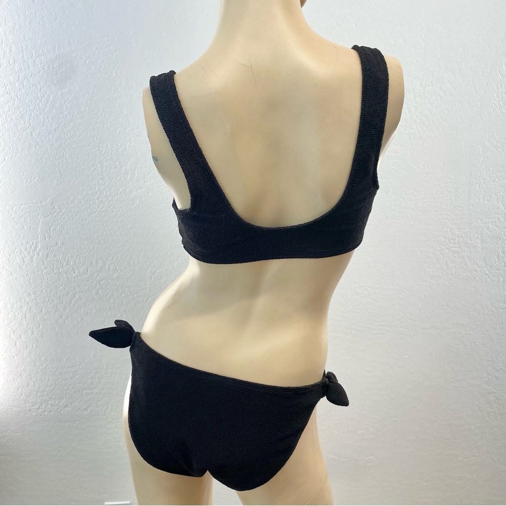 & Other Stories- Black Crepe Tie Up Bikini Minimalist Swimwear- Top 6 / Bottom 8 - Picture 4 of 15
